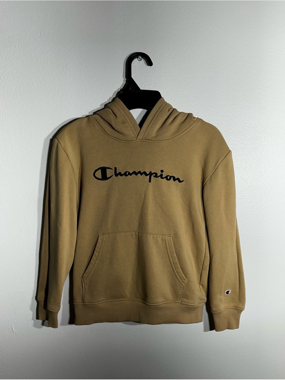 Champion Kids Tan Zip-Up Hoodie with Black Logo